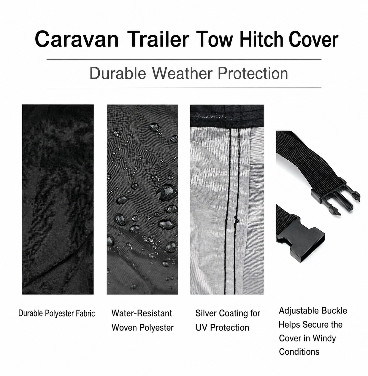Large 600D Heavyduty Caravan Drawbar Tow Hitch Cover Camper Trailer With Buckles