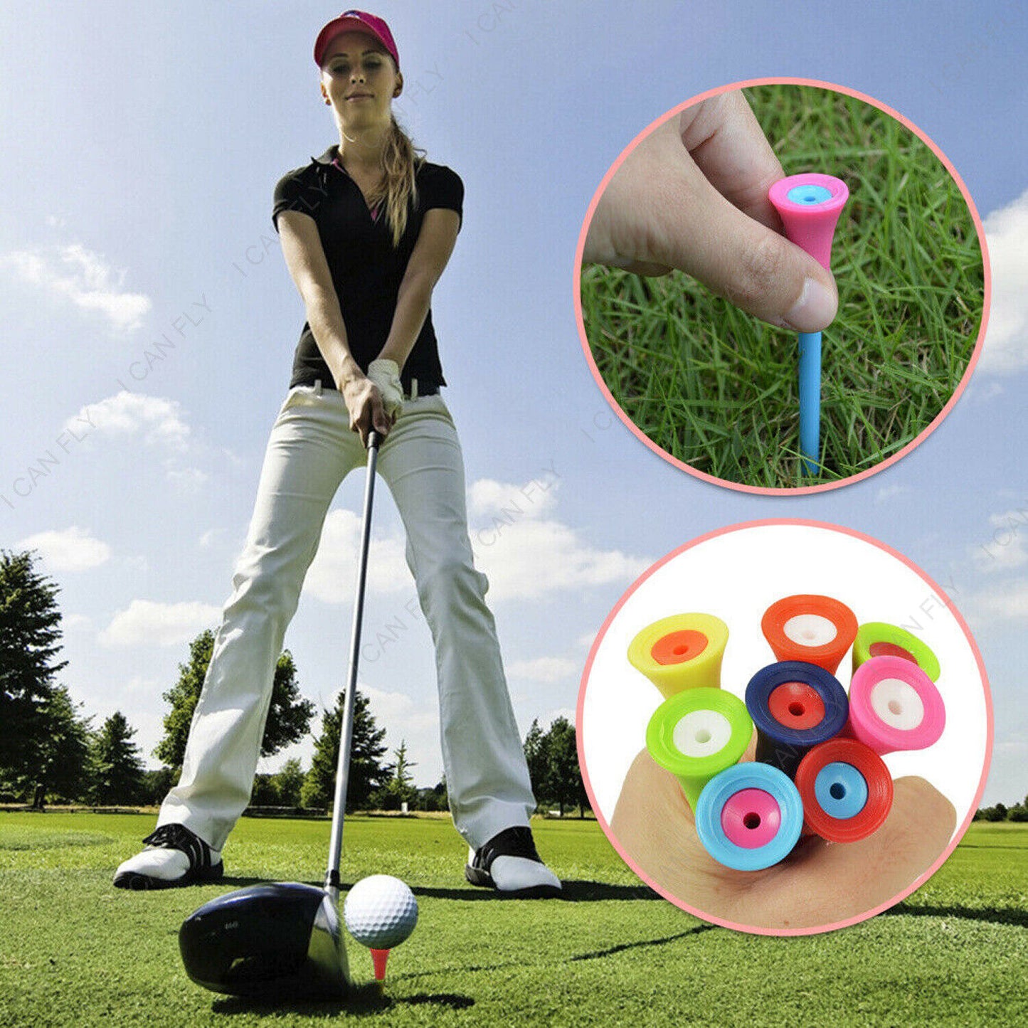 110x Golf Tees 83mm Multi Color Plastic With Rubber Cushion Top Quality