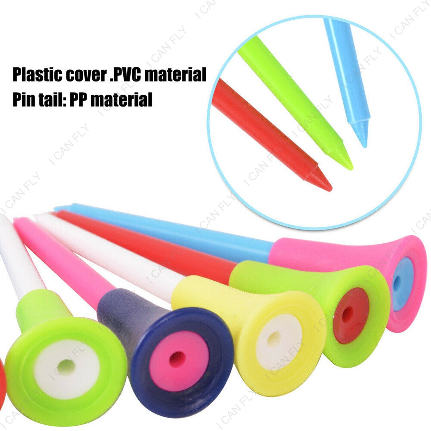 110x Golf Tees 83mm Multi Color Plastic With Rubber Cushion Top Quality