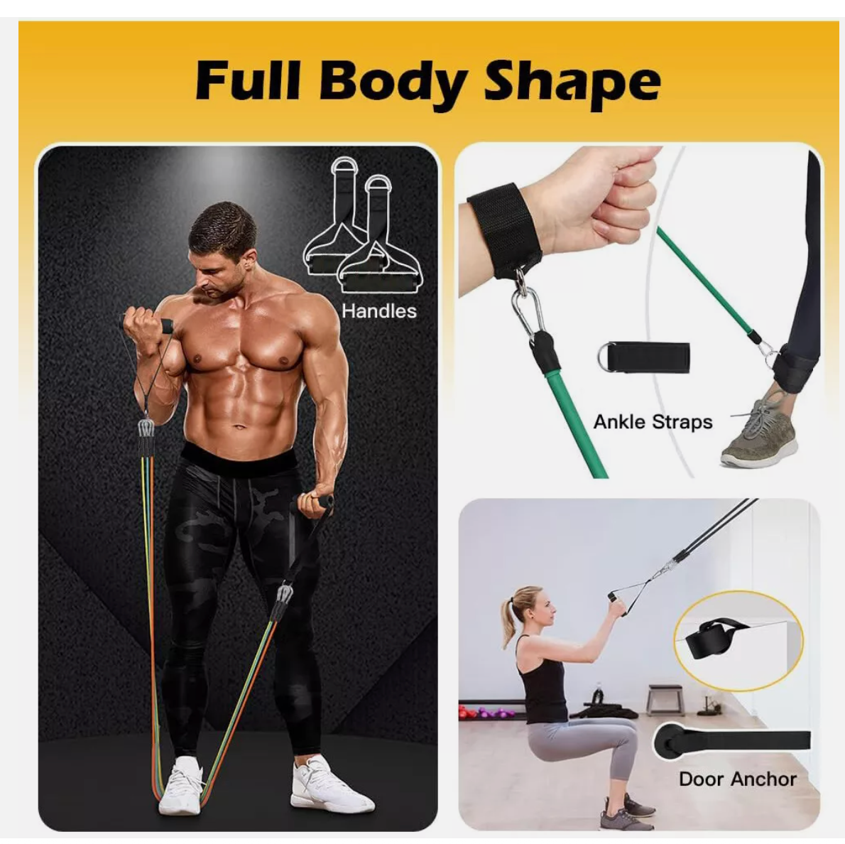 11PCS Latex Yoga Strap Resistance Bands Exercise Home Gym Tube Fitness Elastic