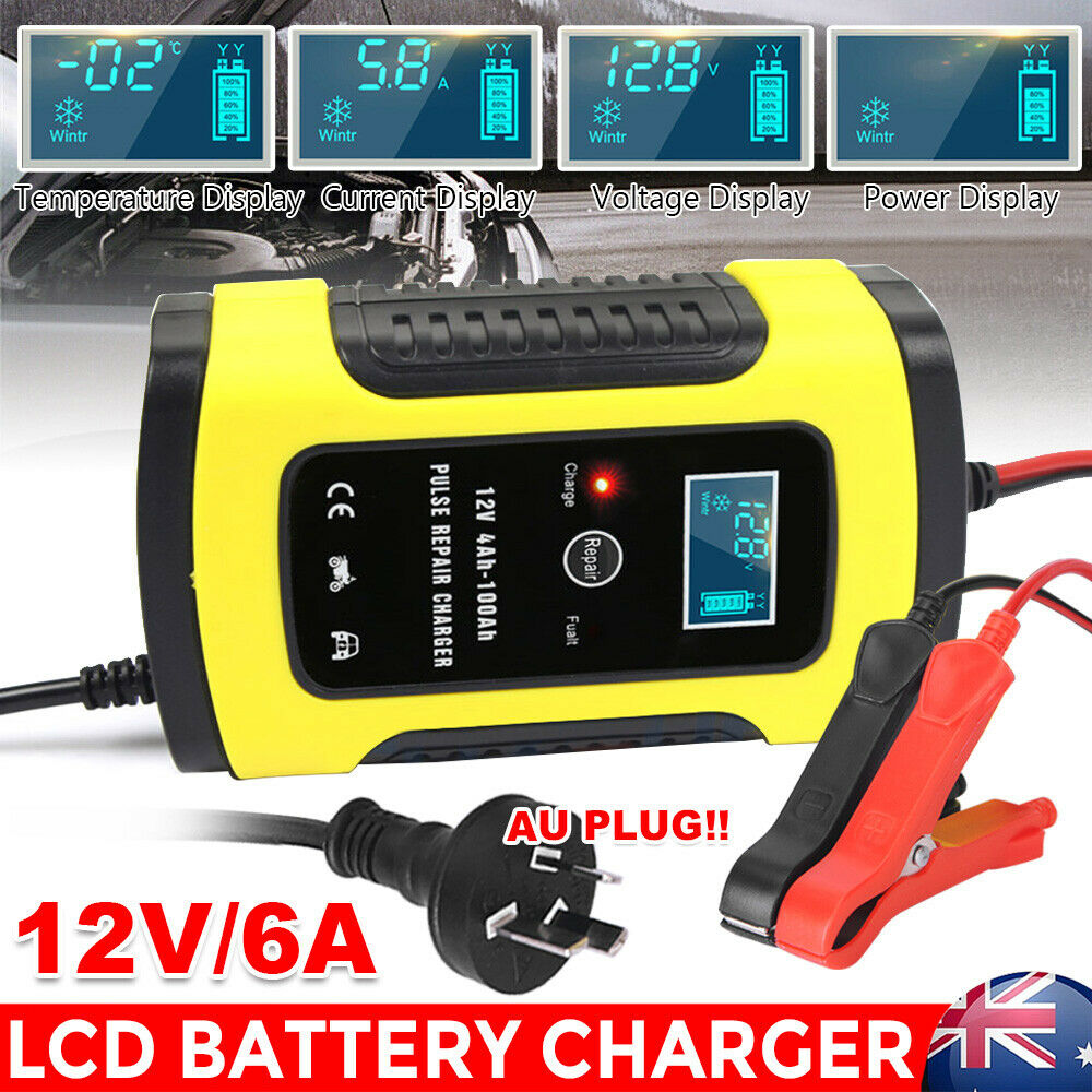 12V 6A Model 6 Stage Trickle LCD Battery Charger Bike Car Motorcycle NZ Plug