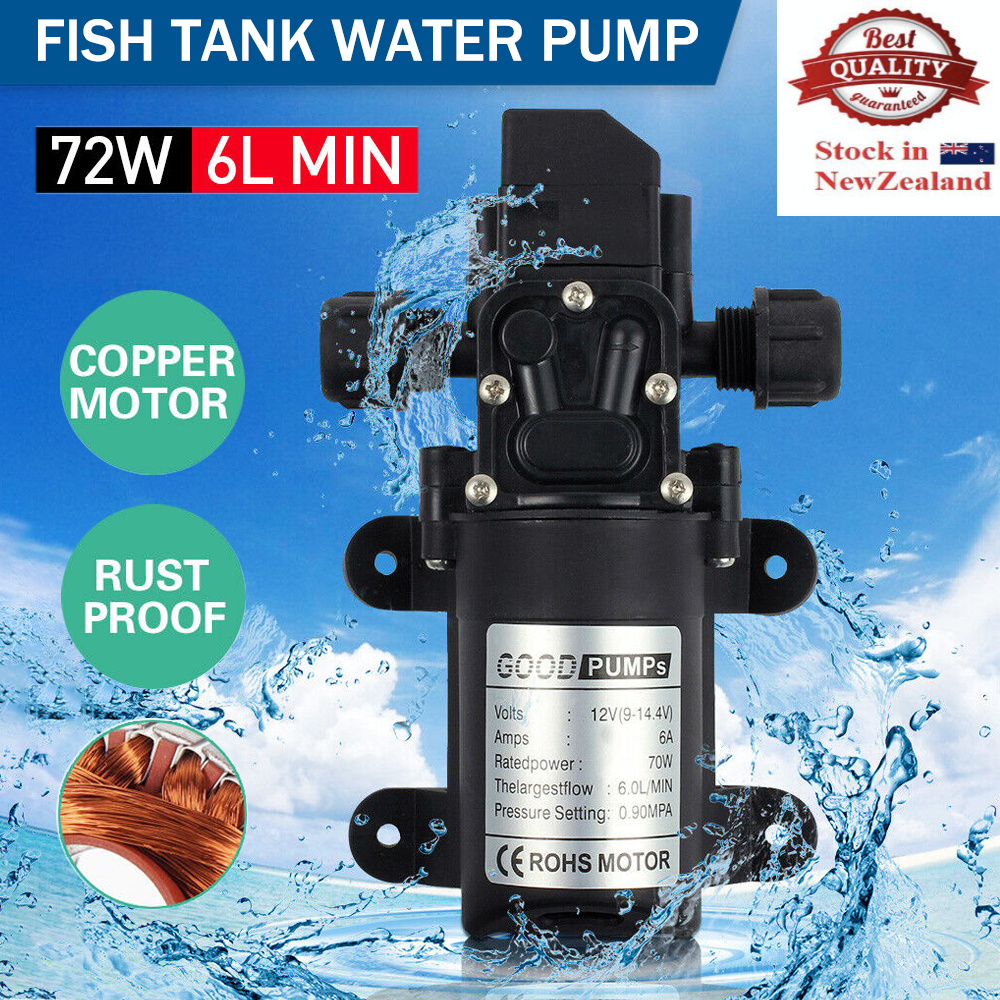 12V Water Pump 6Lpm 70W Self-Priming Caravan Camping Boat 130PSI