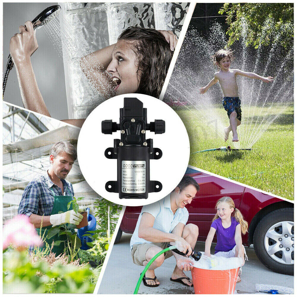 12V Water Pump 6Lpm 70W Self-Priming Caravan Camping Boat 130PSI