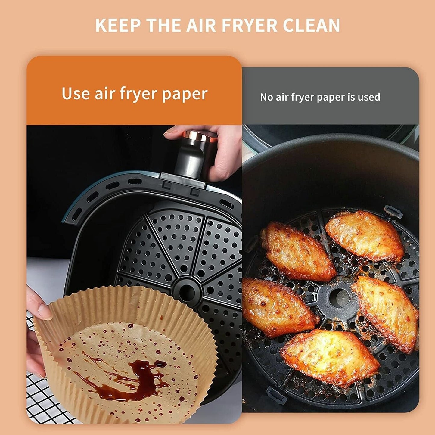 100PCs Air Fryer Disposable Paper Liner Non-Stick Baking Liners