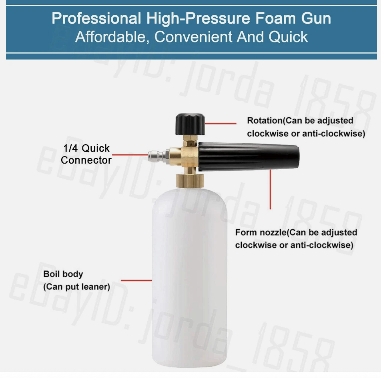 High Pressure Snow Foam Washer Gun Jet Car Wash Lance Cannon Spray Bottle Kit