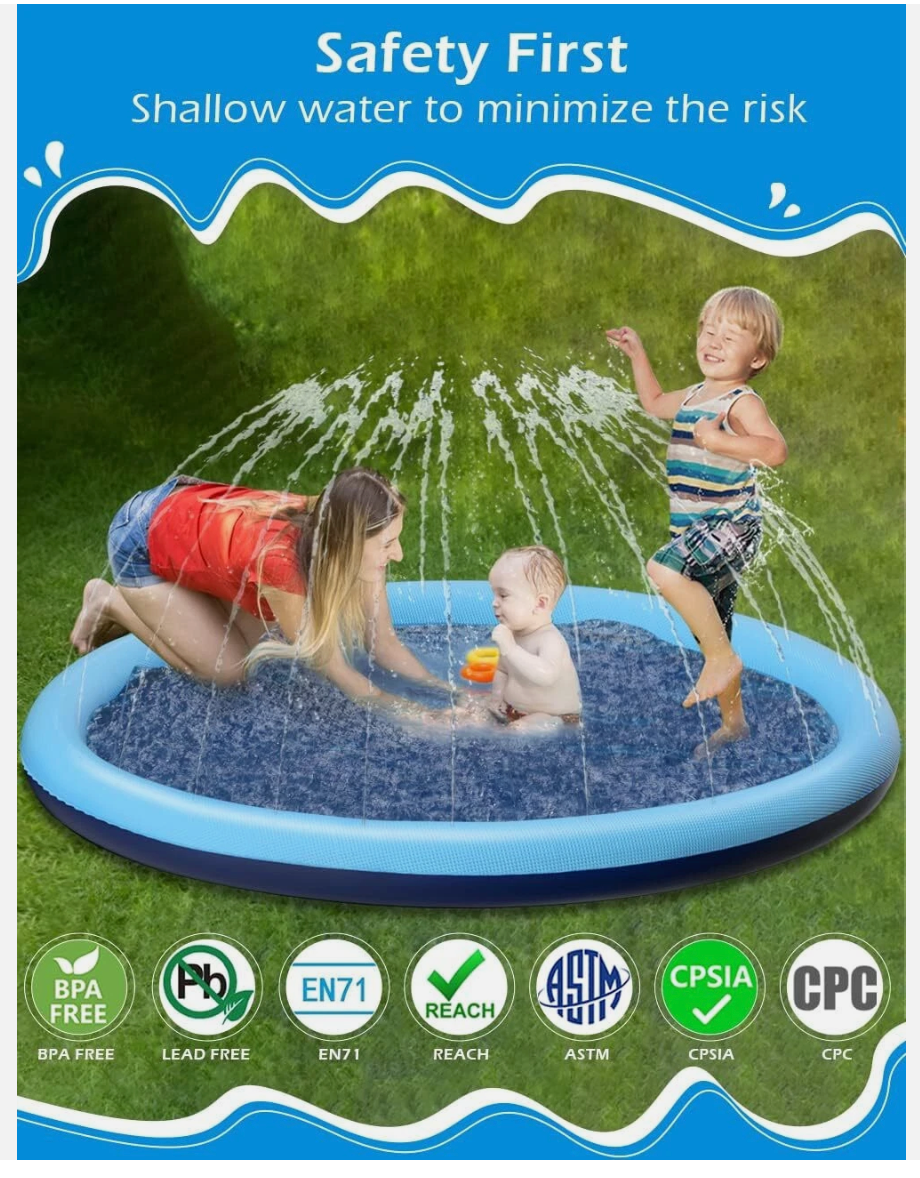 200cm Sprinkler Play Mat Water Toy Dog Pool Beach Splash Pad Centre Spray