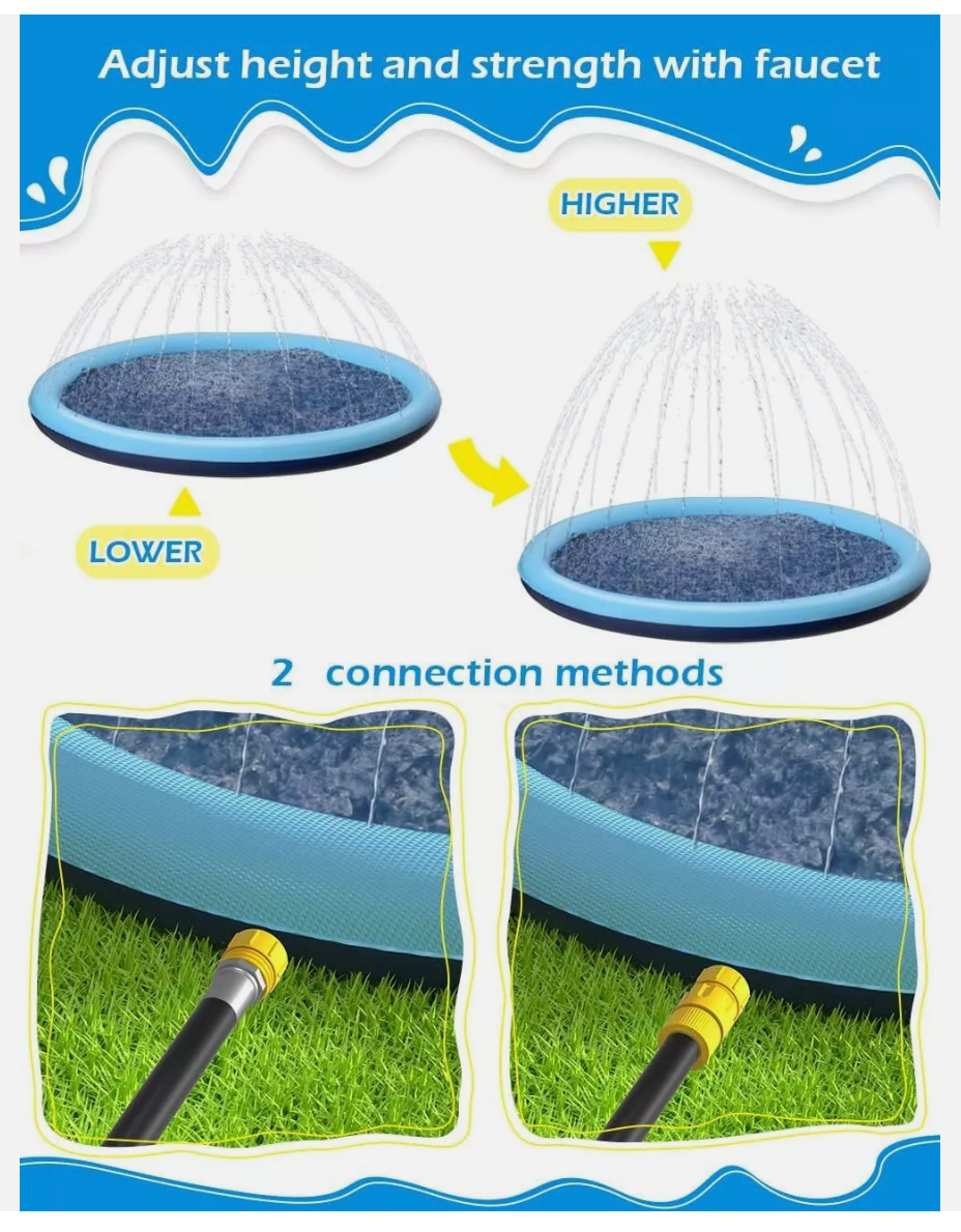 200cm Sprinkler Play Mat Water Toy Dog Pool Beach Splash Pad Centre Spray