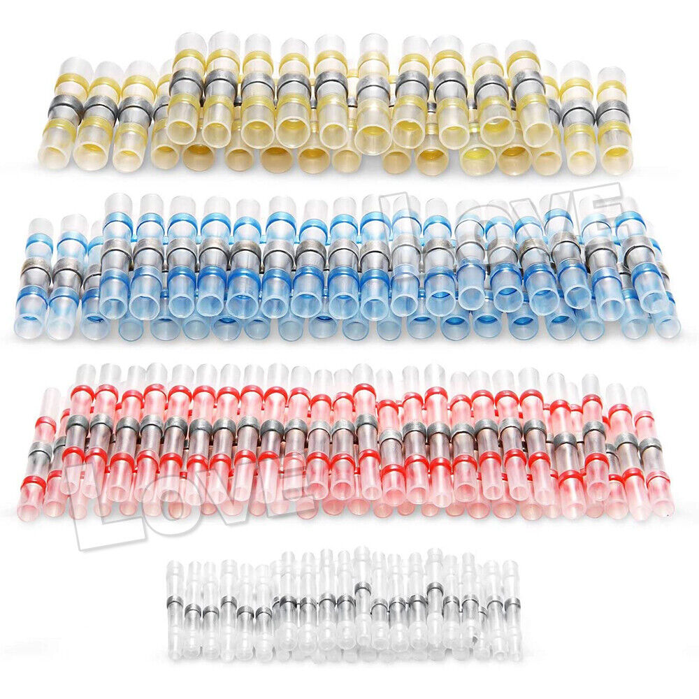 200PCS Solder Seal Sleeve Waterproof Heat Shrink Butt Wire Connectors Terminals