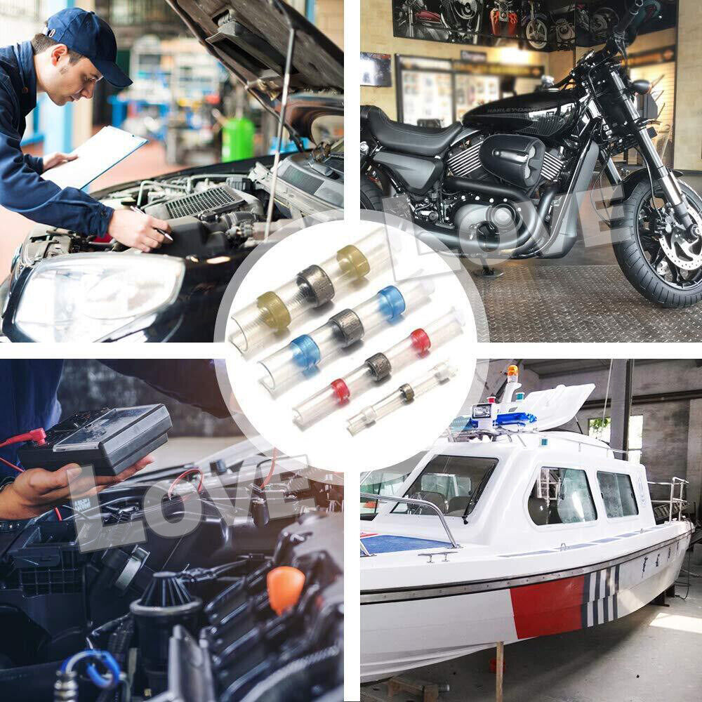 200PCS Solder Seal Sleeve Waterproof Heat Shrink Butt Wire Connectors Terminals