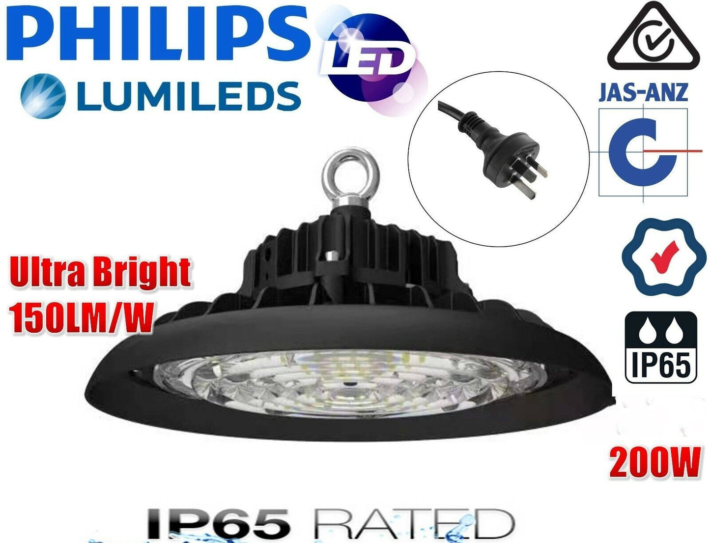 UFO LED High Bay Lights 200W Warehouse Industrial Shed Factory Light Lamp