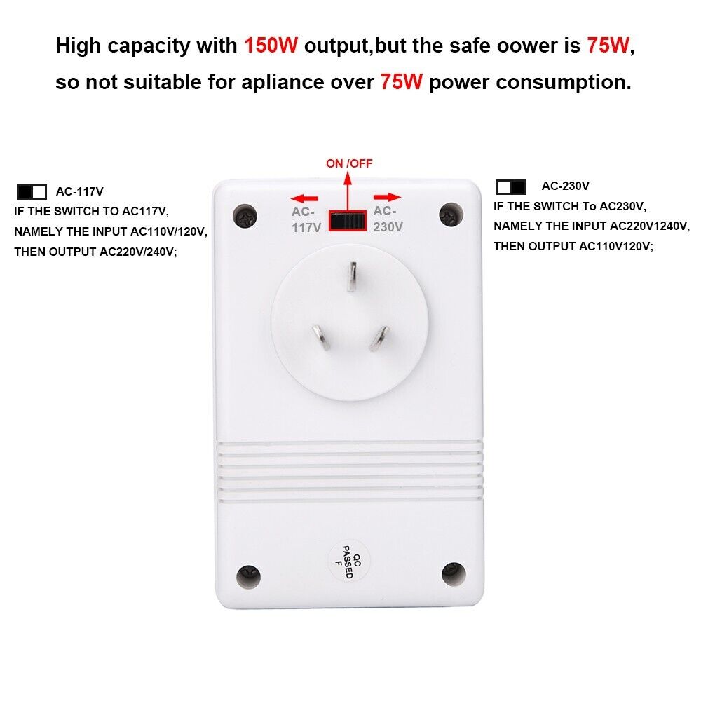 Power Converter International Adapter Travel Voltage Transformer 220V to 110V