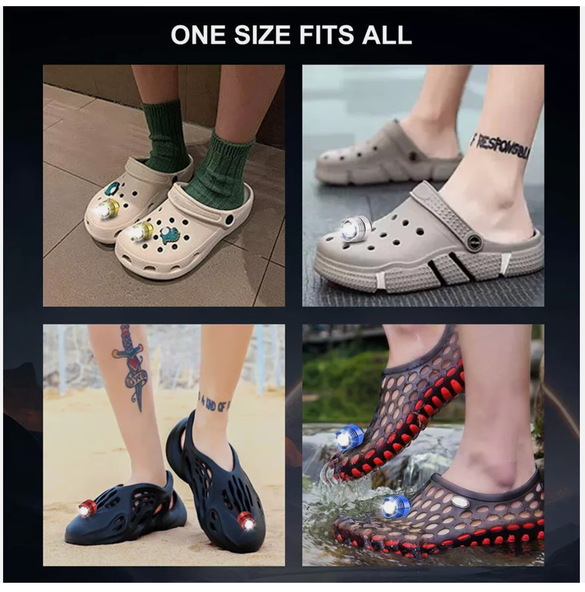 2PCS Shoes Lights Camping Headlights Charms Sandals Shoes Decor For Kids Gift