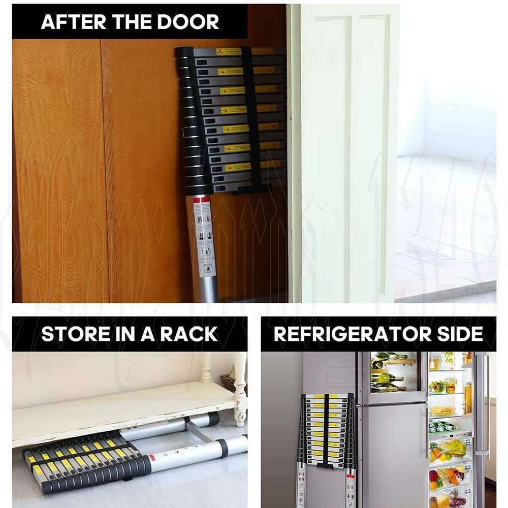 3.8M Telescopic Aluminium Ladder Extension Extendable Step Adjustable 150KG