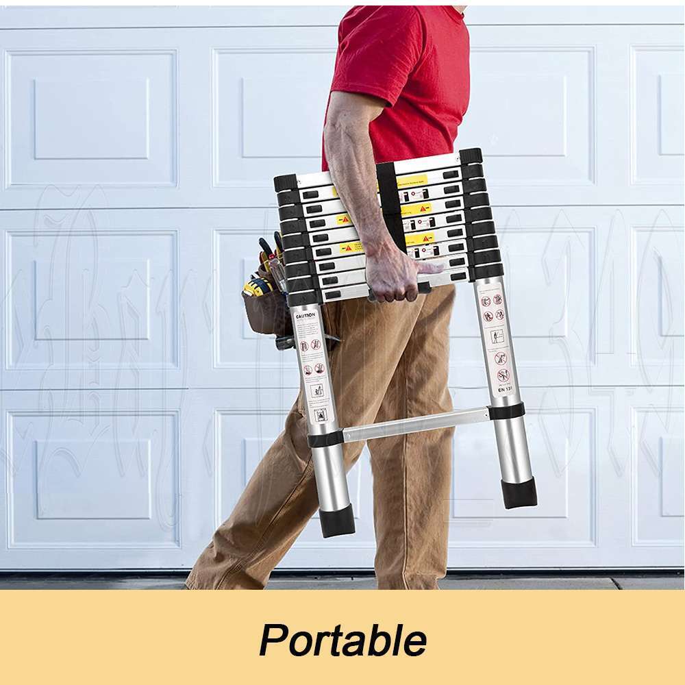 3.8M Telescopic Aluminium Ladder Extension Extendable Step Adjustable 150KG