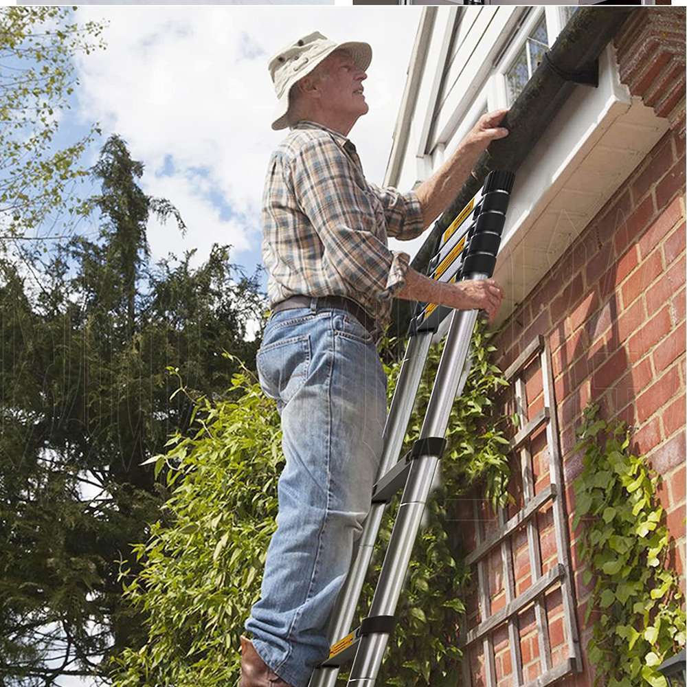 3.8M Telescopic Aluminium Ladder Extension Extendable Step Adjustable 150KG