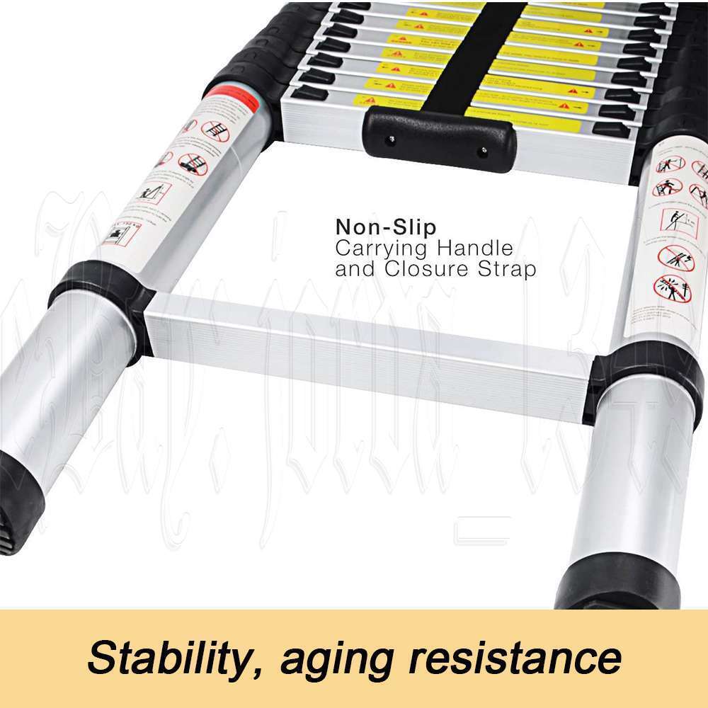 3.8M Telescopic Aluminium Ladder Extension Extendable Step Adjustable 150KG