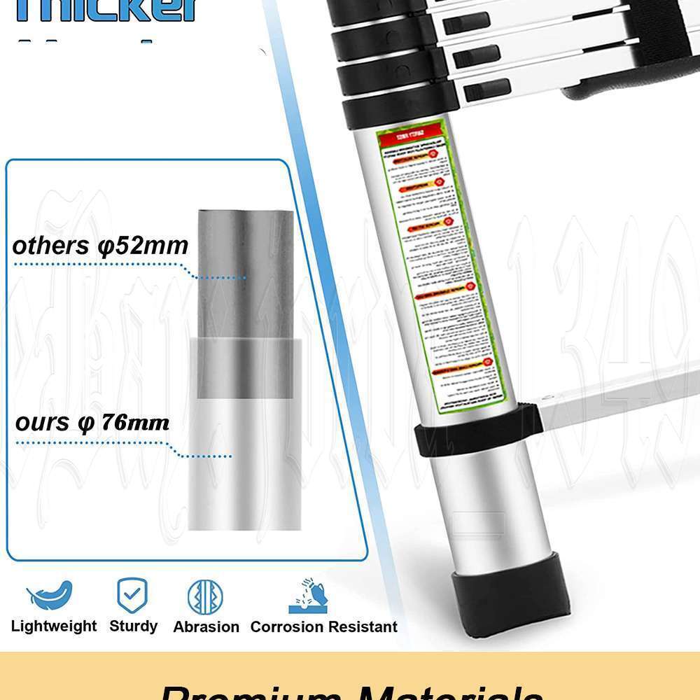 3.8M Telescopic Aluminium Ladder Extension Extendable Step Adjustable 150KG