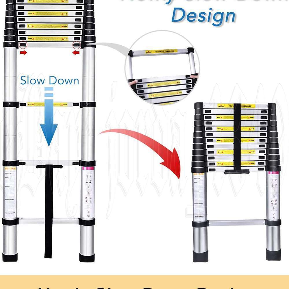 3.8M Telescopic Aluminium Ladder Extension Extendable Step Adjustable 150KG
