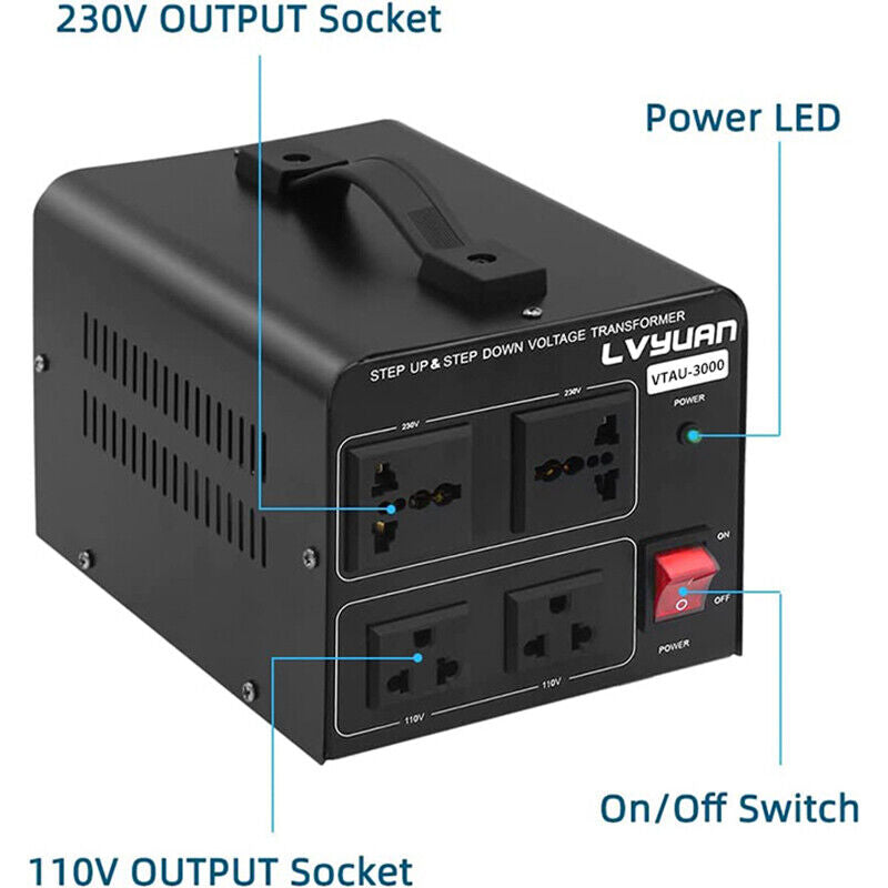 3000W Voltage Transformer Step Up Step Down Converter 110v-240v 240v-110v