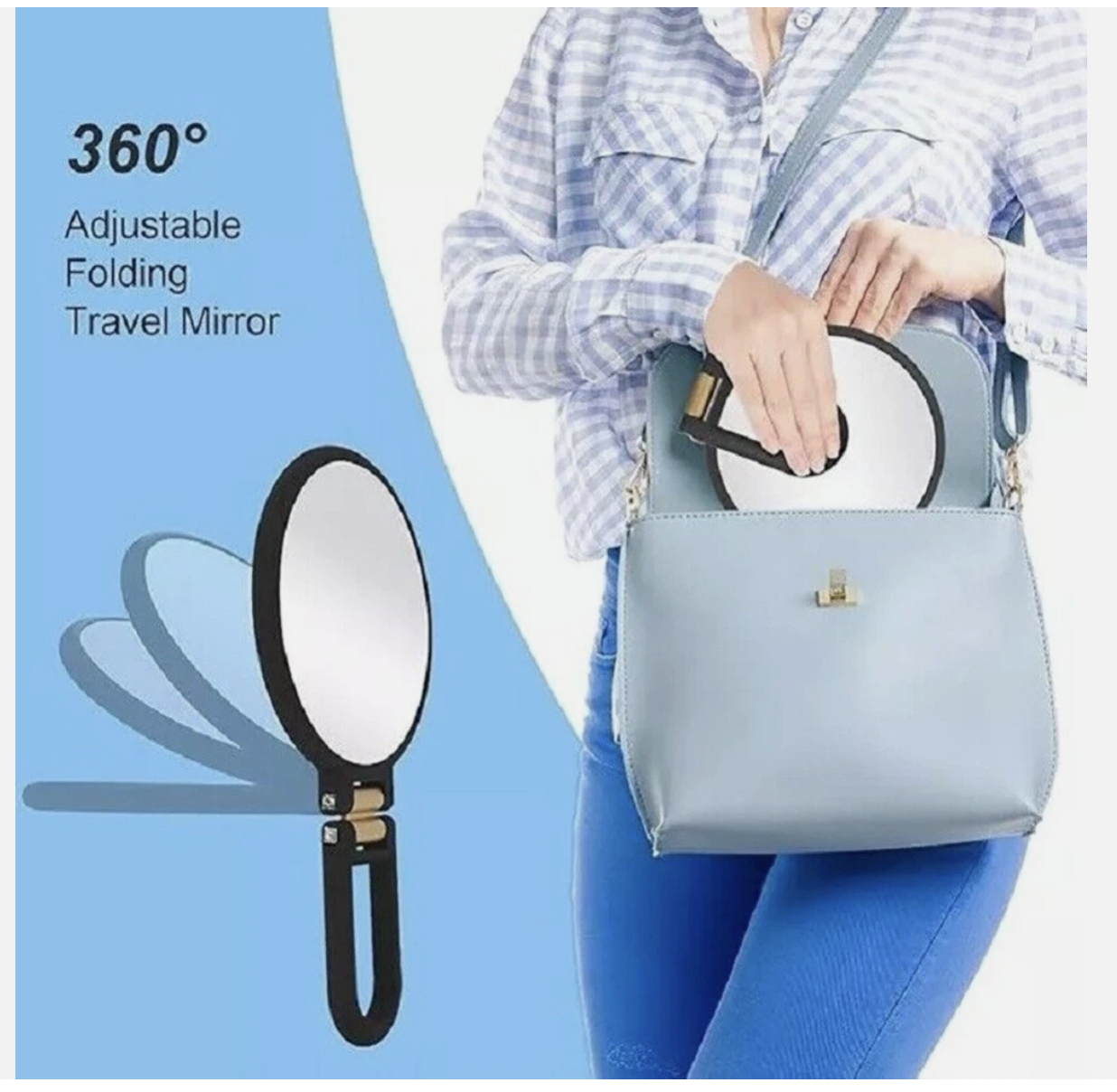 30X Magnifying Mirror Travel Hand Mirrors w/ Handle Handheld Mirror