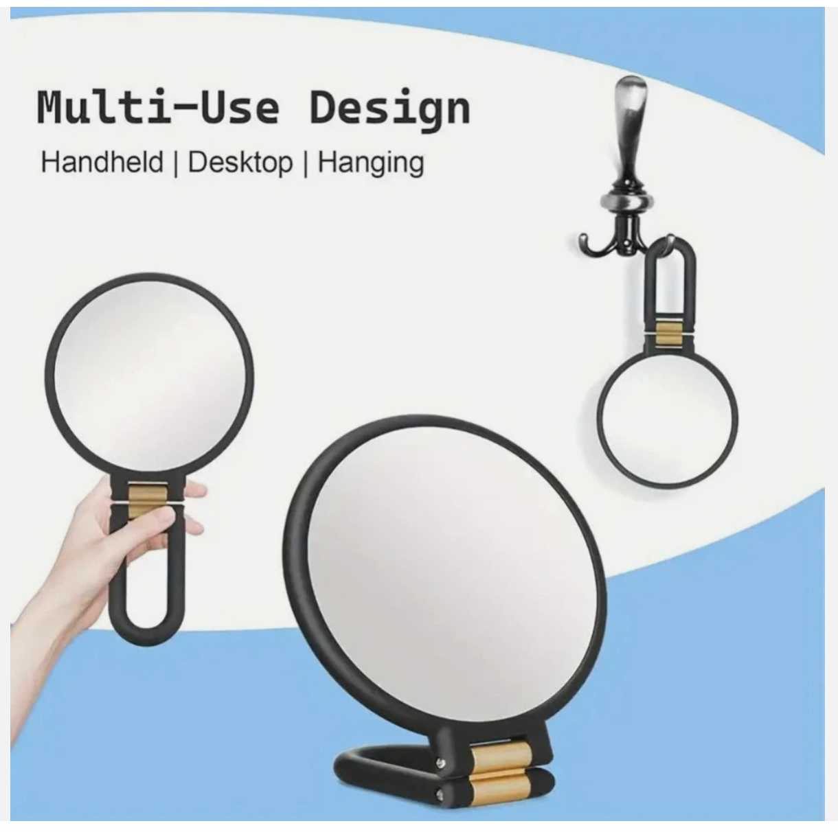 30X Magnifying Mirror Travel Hand Mirrors w/ Handle Handheld Mirror