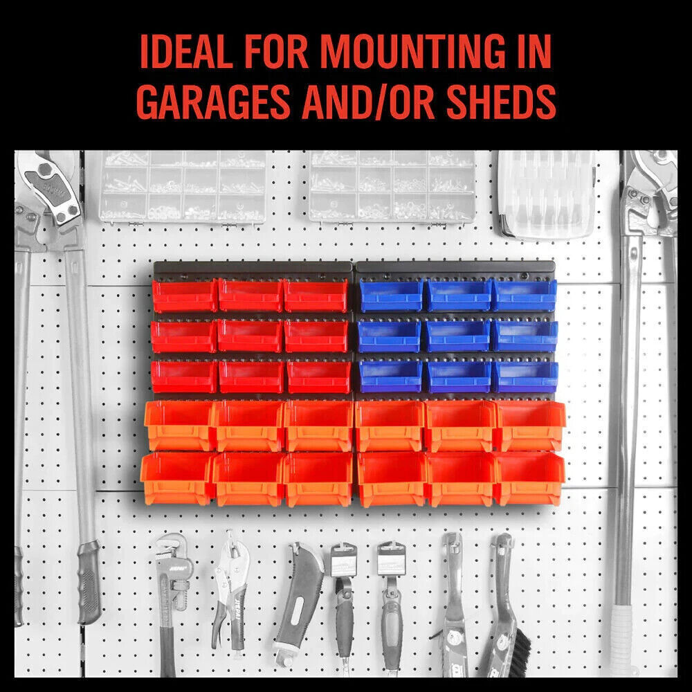Storage Bin Rack Wall Mounted Tools Shelves Organizer Workshop Garage Nut Holder