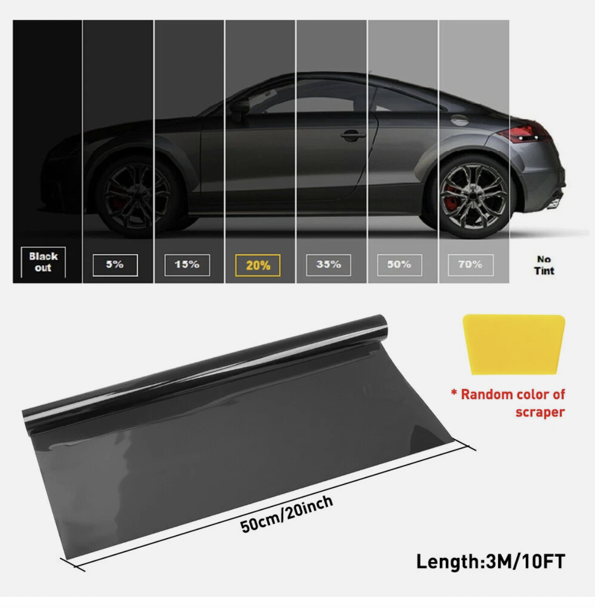 3M Window Roll Uncut Tint Film VLT 5/15/20/35/50/70% 10ft Car Home Office 50cm