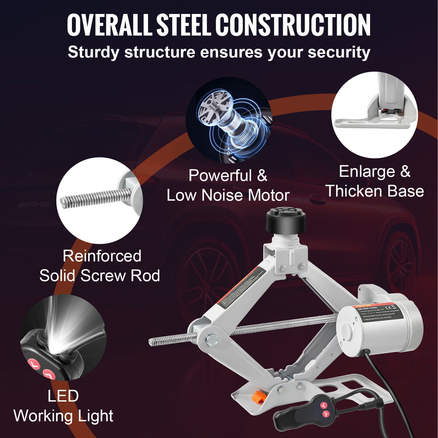 3Ton 12V DC Car Electric Jack Lifting SUV Van Garage Emergency Equipment tool