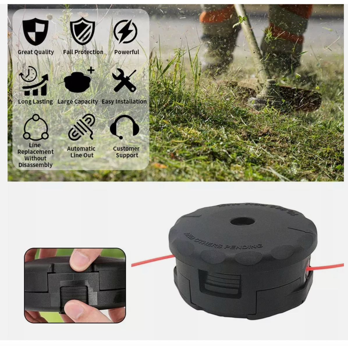 Speed Feed Trimmer Head Bump Fast Load Line Large For Whipper Snipper 4.5"