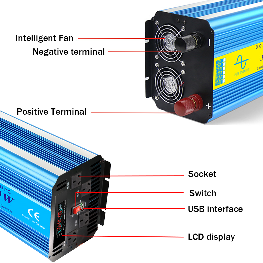 4000W 8000W Pure Sine Wave Power Inverter Converter 12V to 240V Remote Control
