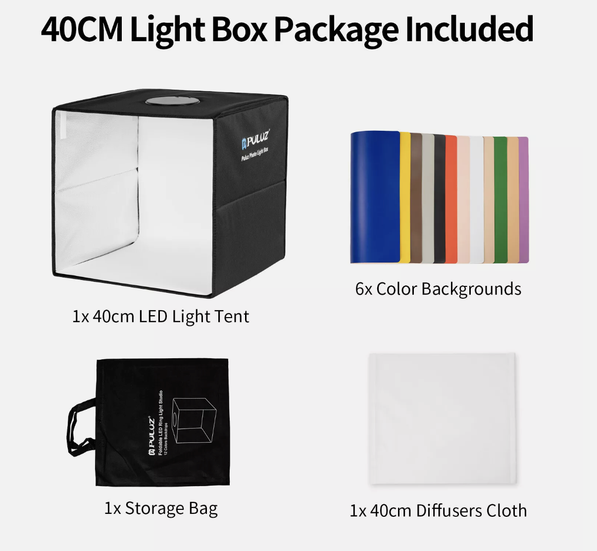 40cm Photography Large LED Light Box Tent Backdrop Foldable Studio Photo