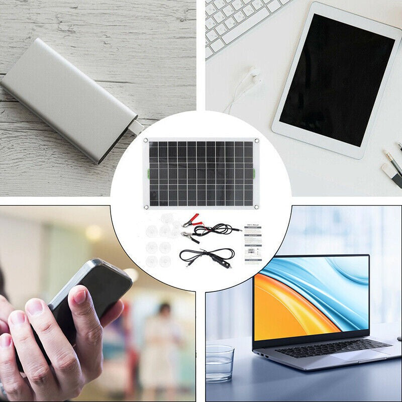 40W Portable Polycrystalline Solar Panel Kit 12V Battery Charger Camper Caravans