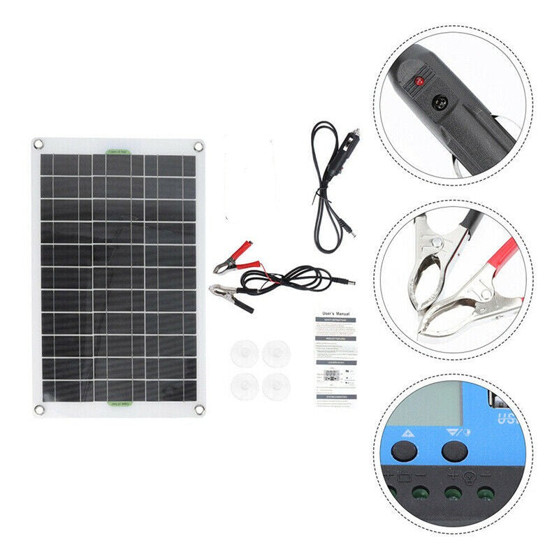 40W Portable Polycrystalline Solar Panel Kit 12V Battery Charger Camper Caravans