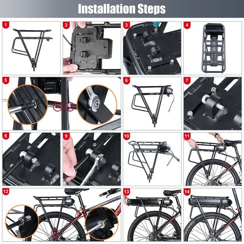 Electric Bicycle Rechargeable Battery 48V Lithium Li-ion Battery luggage rack
