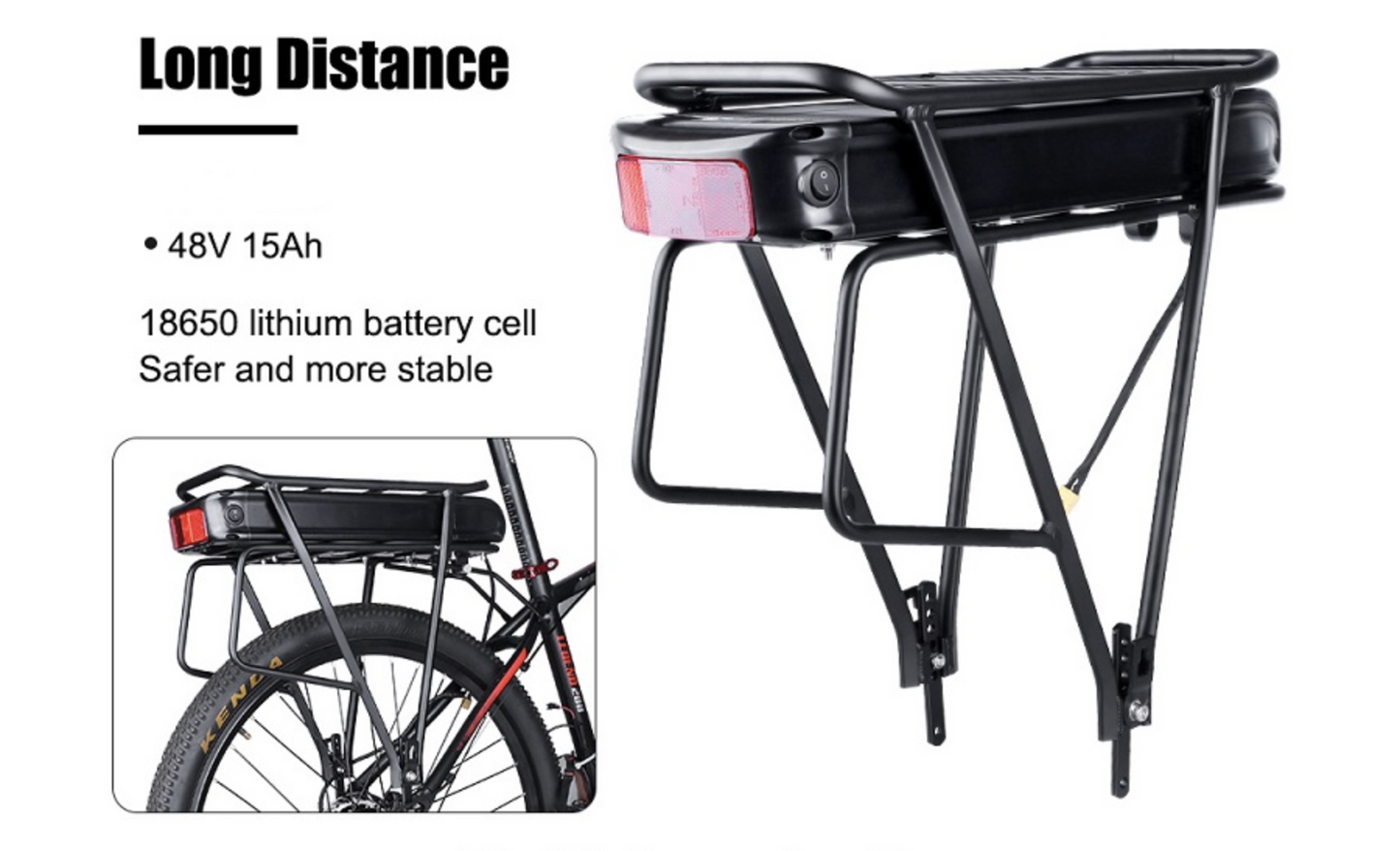 Electric Bicycle Rechargeable Battery 48V Lithium Li-ion Battery luggage rack