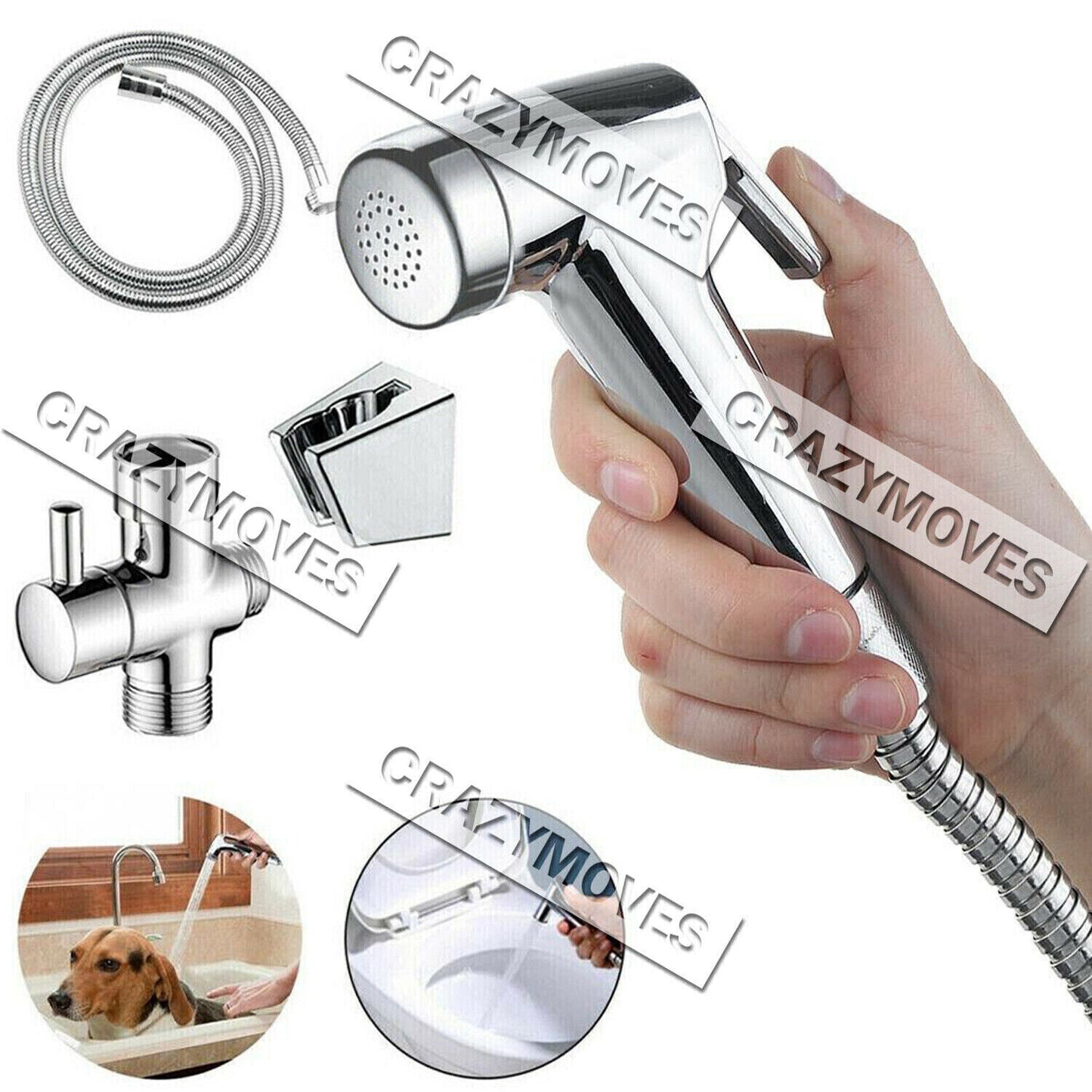 4PCS Bidet Douche Toilet Spray Set Shattaf Shower Head Hose Sprayer Kit Hand