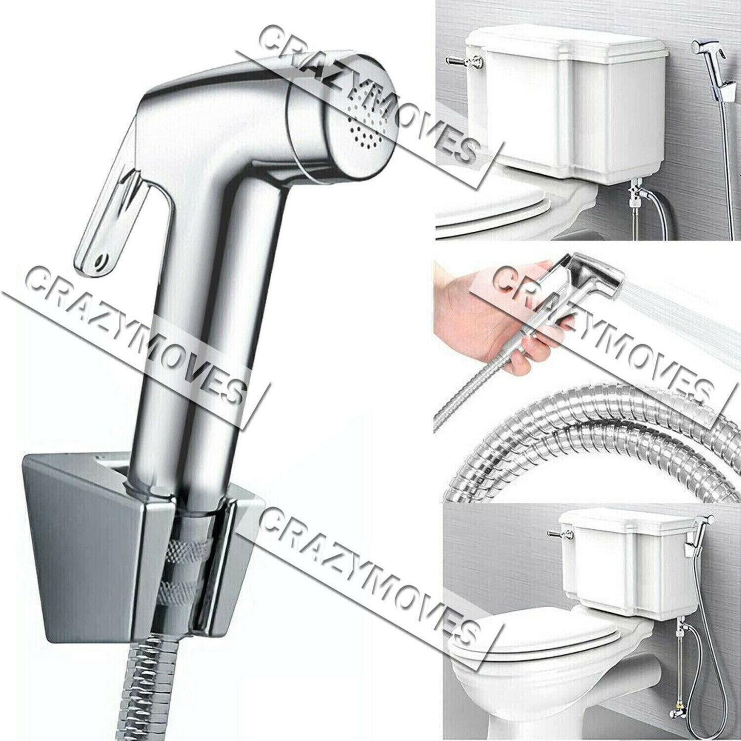 4PCS Bidet Douche Toilet Spray Set Shattaf Shower Head Hose Sprayer Kit Hand