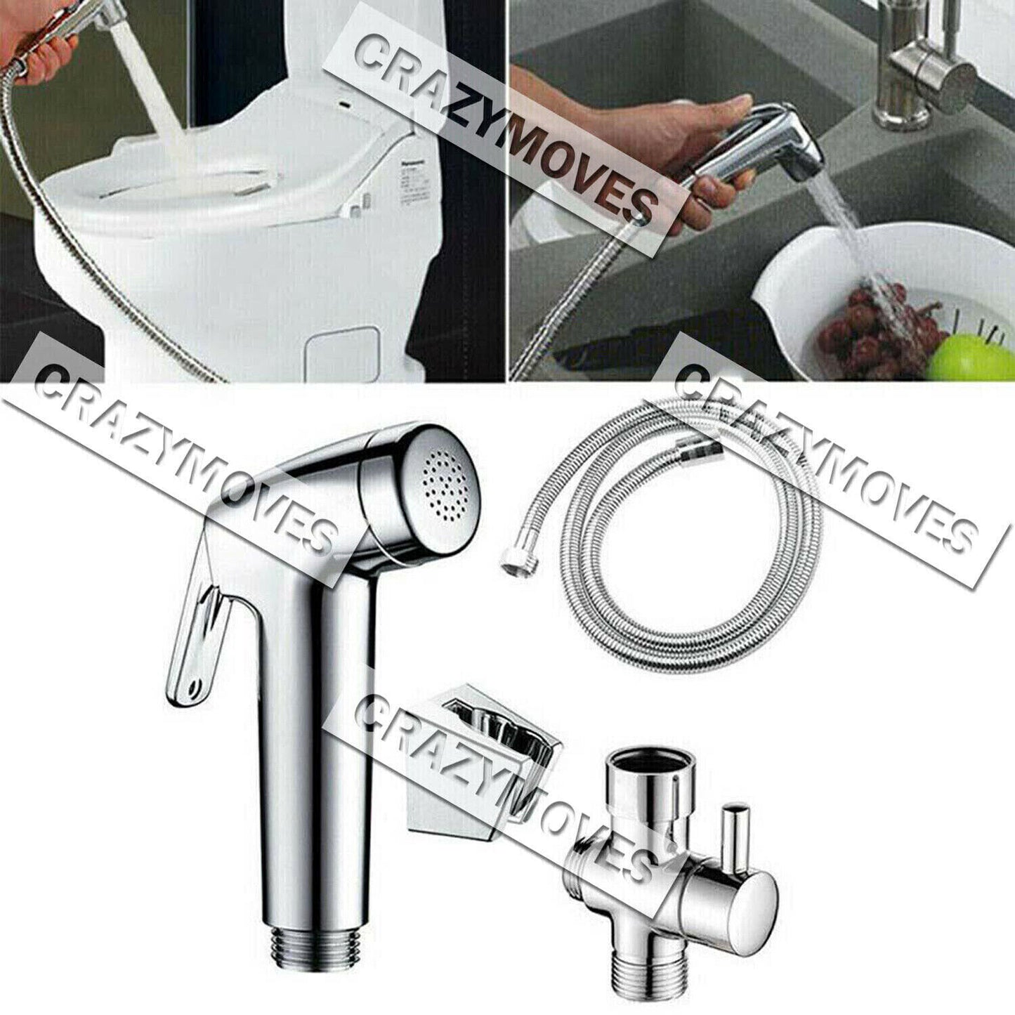 4PCS Bidet Douche Toilet Spray Set Shattaf Shower Head Hose Sprayer Kit Hand