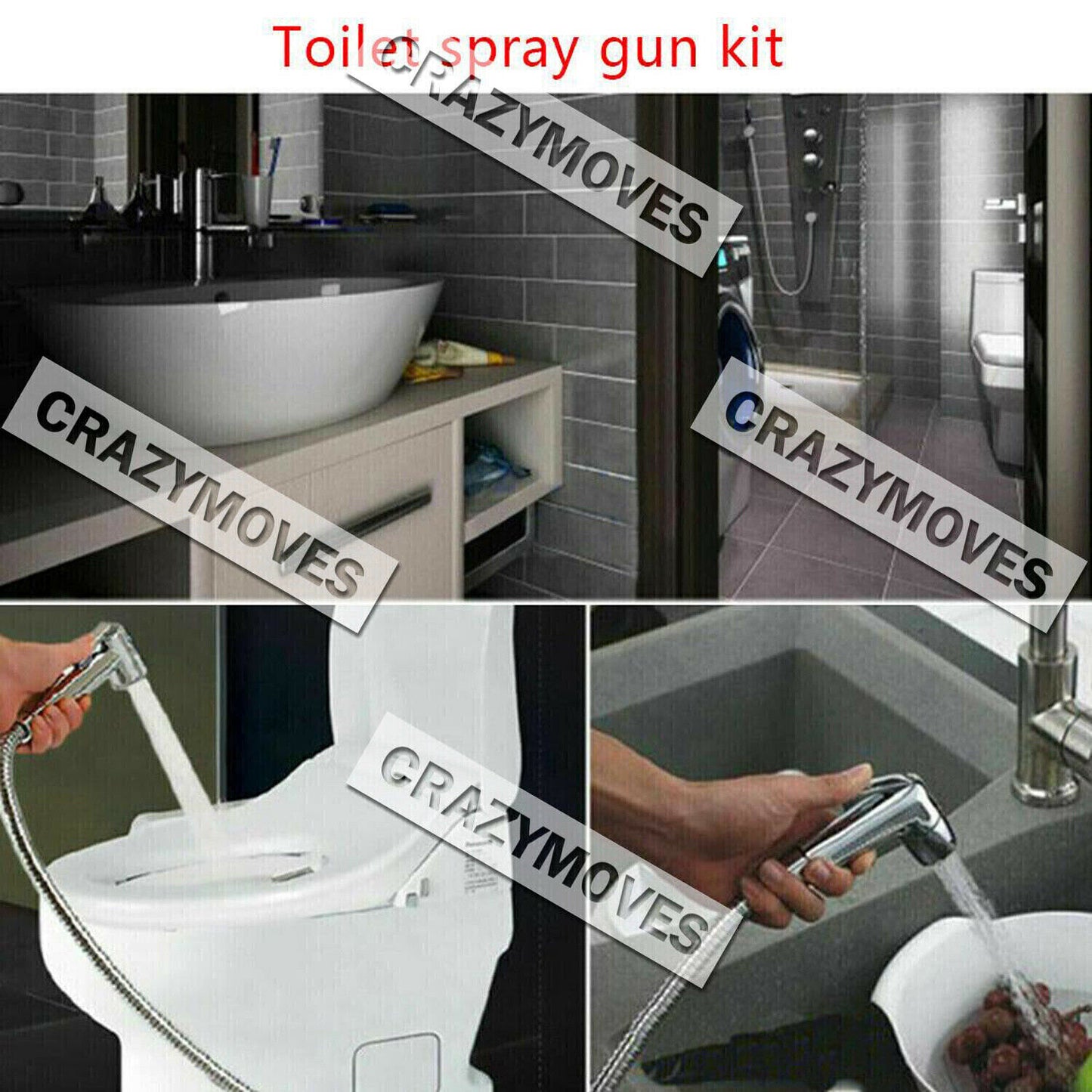 4PCS Bidet Douche Toilet Spray Set Shattaf Shower Head Hose Sprayer Kit Hand