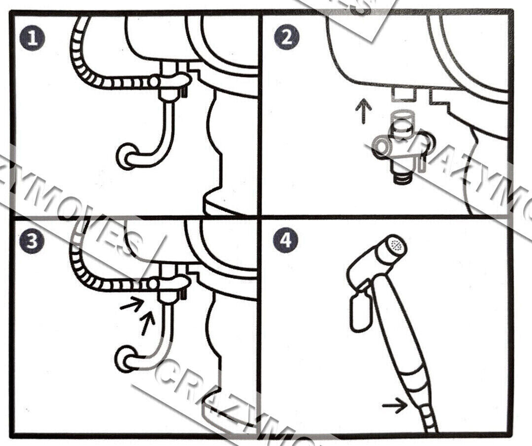 4PCS Bidet Douche Toilet Spray Set Shattaf Shower Head Hose Sprayer Kit Hand
