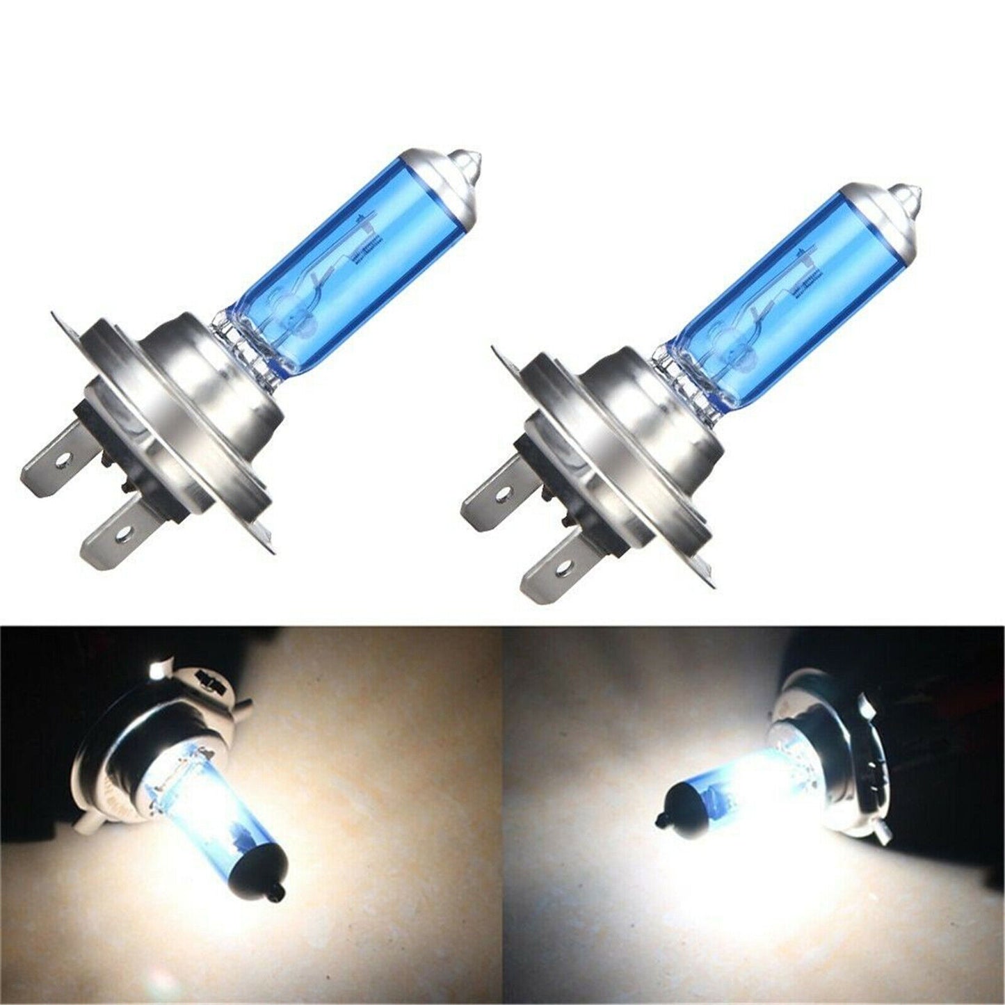 4Pcs H7 12V 55W Super White Headlight Xenon Halogen Globes Head Light Lamp 6000k