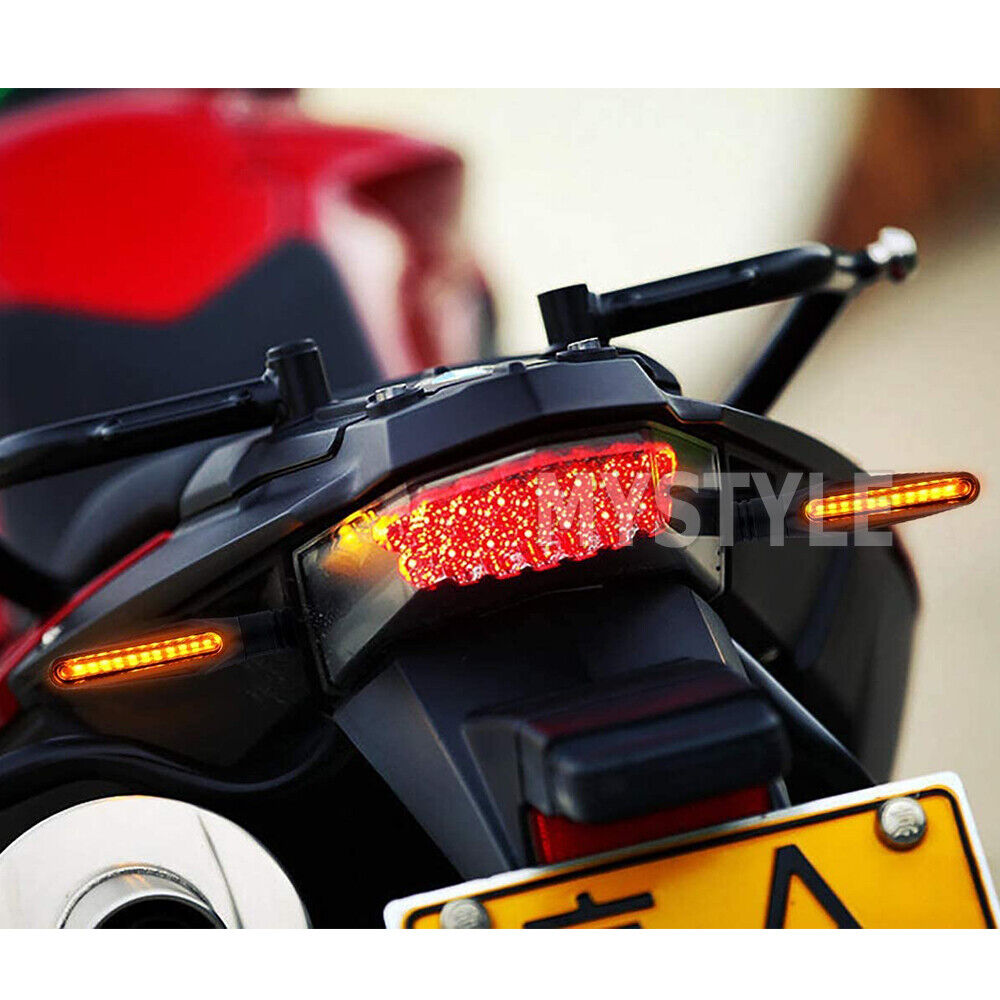 4X Motorcycle 12 LED Turn Signal Indicators Motorbike Flowing Water Light Amber