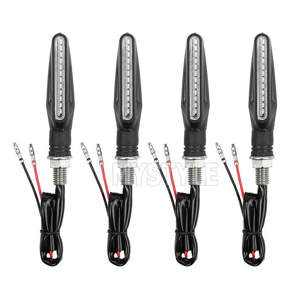 4X Motorcycle 12 LED Turn Signal Indicators Motorbike Flowing Water Light Amber