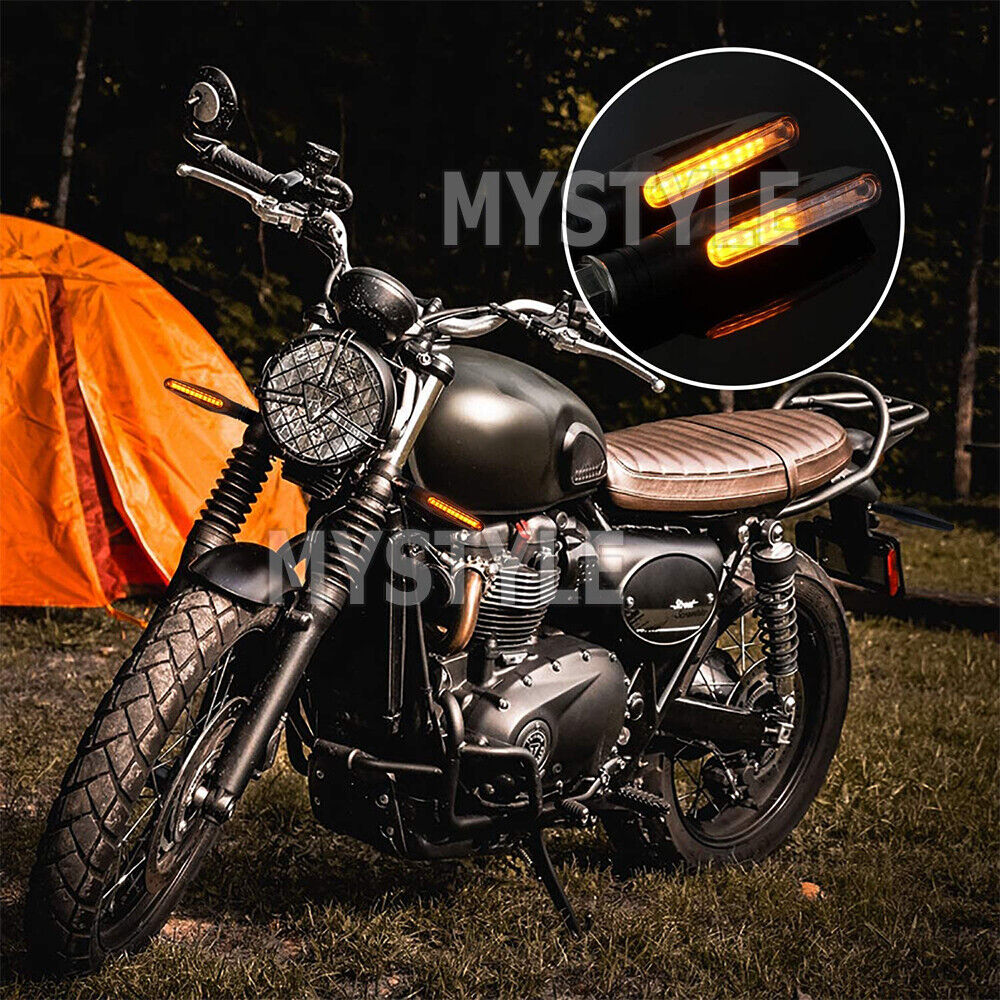 4X Motorcycle 12 LED Turn Signal Indicators Motorbike Flowing Water Light Amber