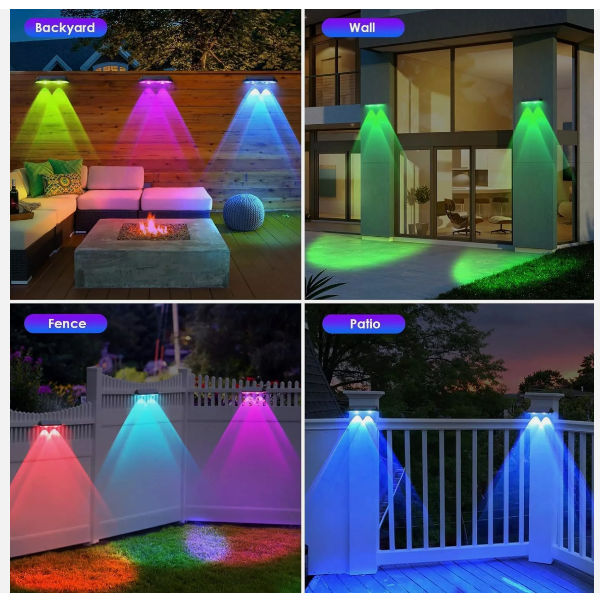4xSuper Bright Solar Powered Door Fence Wall Lights LED Outdoor Garden Patio Lamp