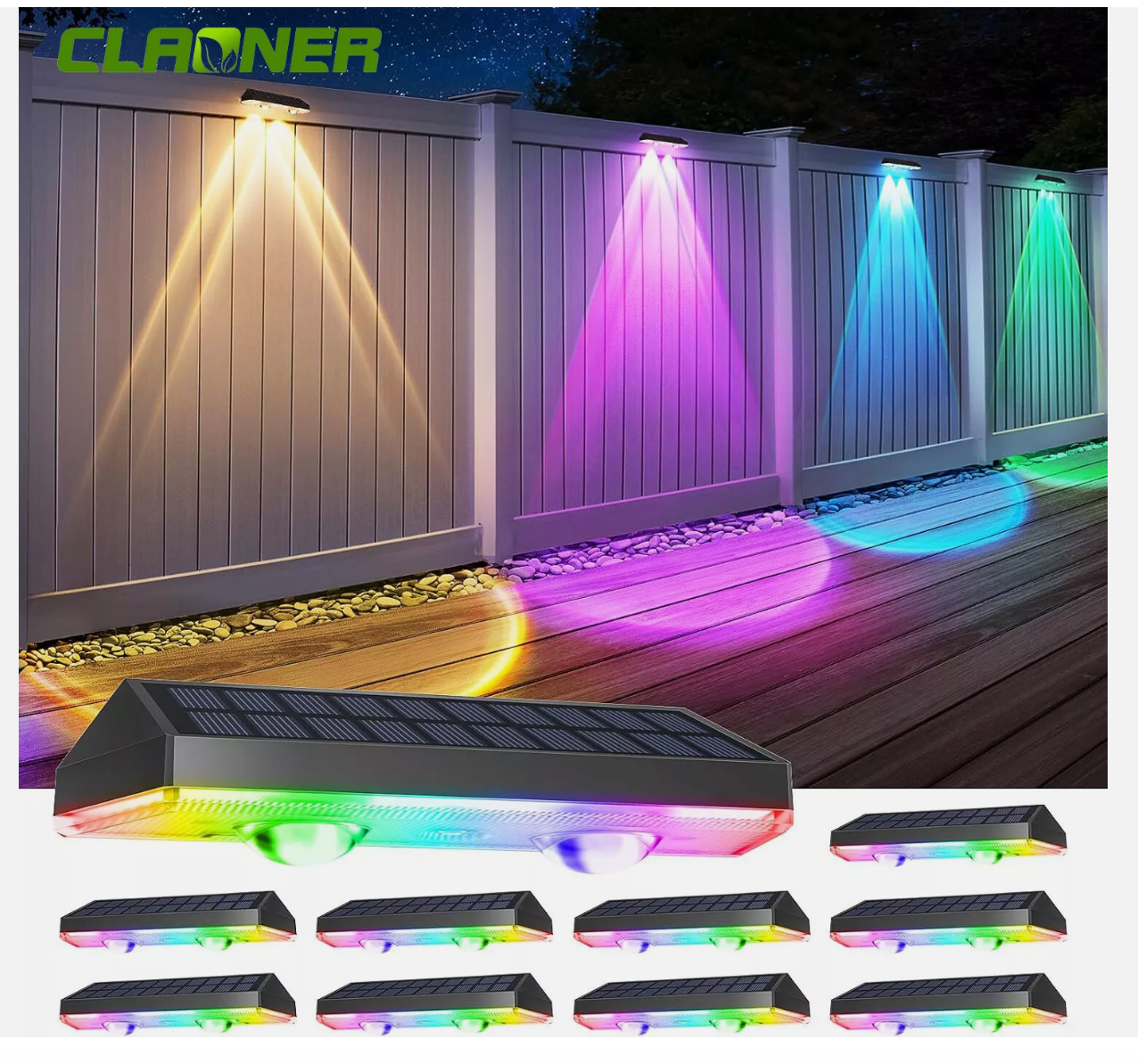 4xSuper Bright Solar Powered Door Fence Wall Lights LED Outdoor Garden Patio Lamp