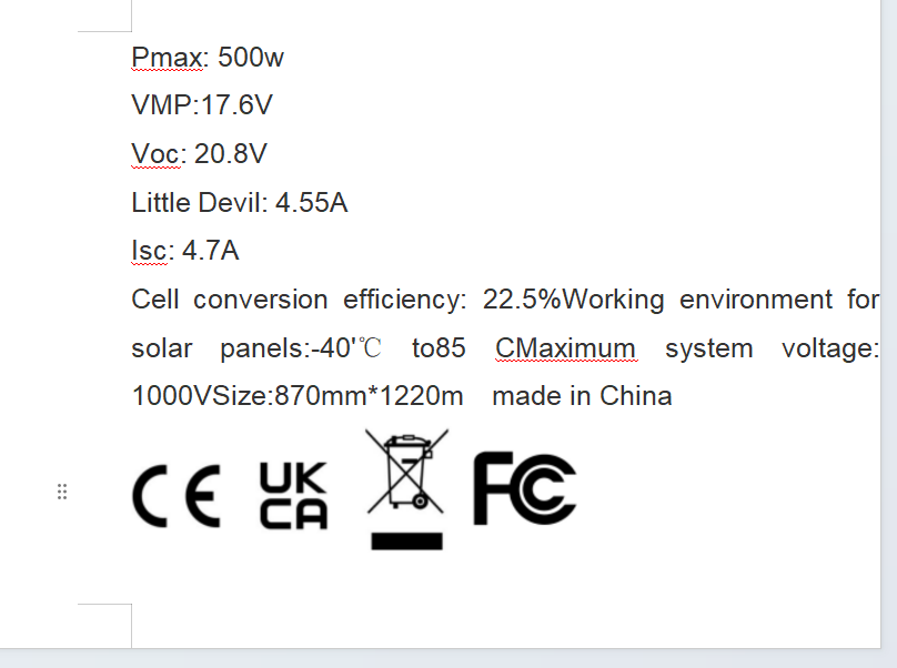 500W Solar Panel Semi-flexible
