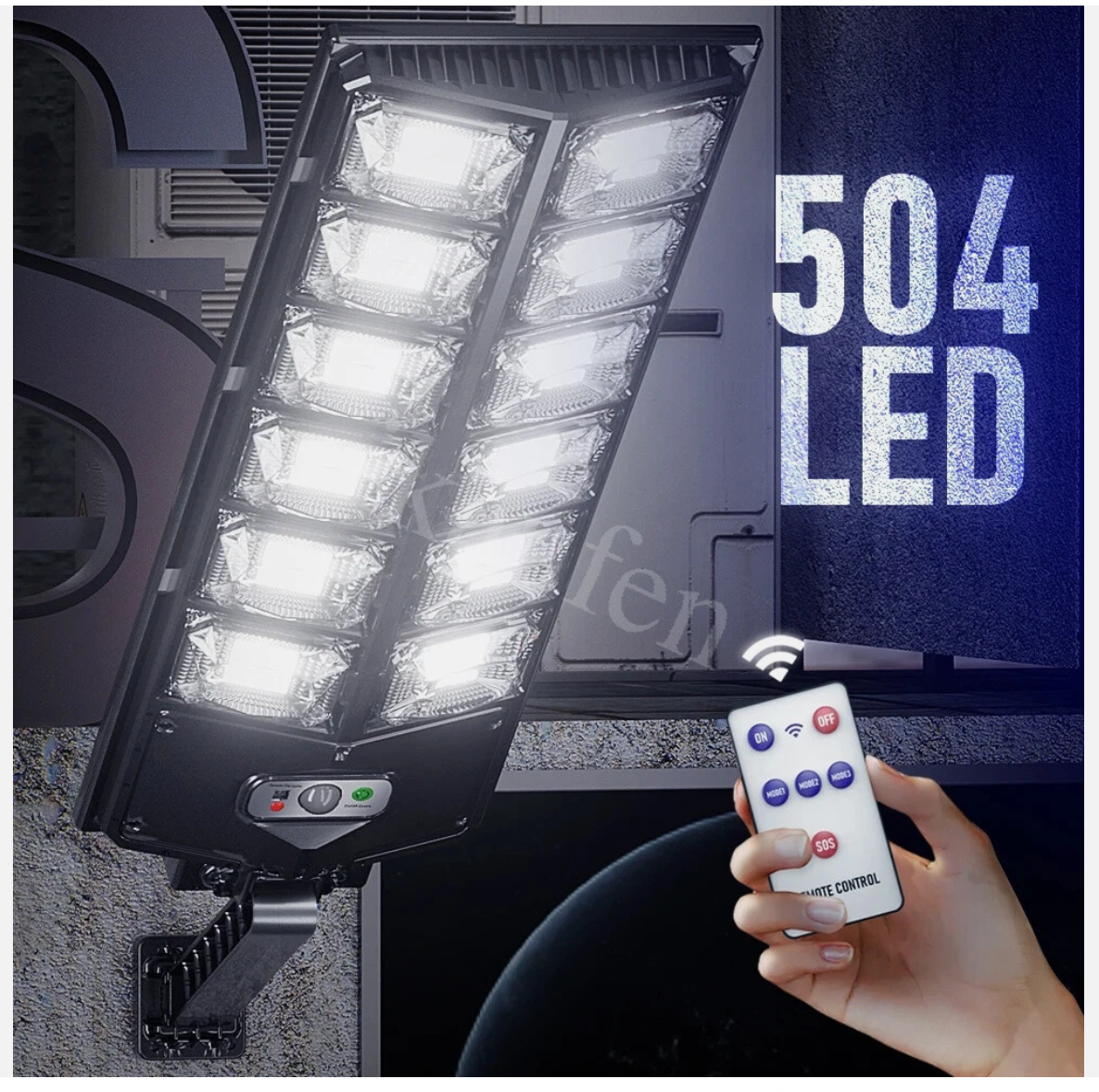 504 LED Solar Street Flood Light Security Commercial Outdoor Dusk To Dawn Wall Lamp