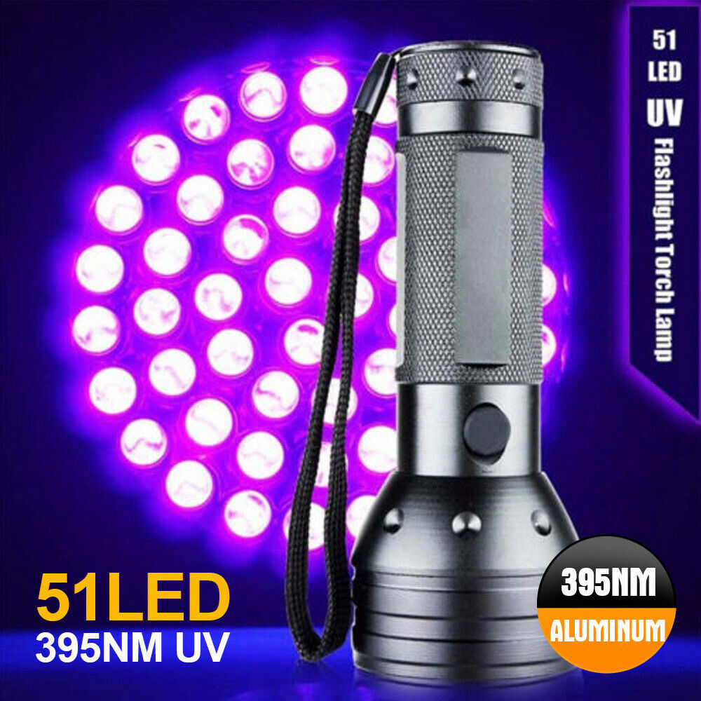 51 LED UV Flashlight Torch Light Lamp Ultraviolet Blacklight Aluminum 395 nM