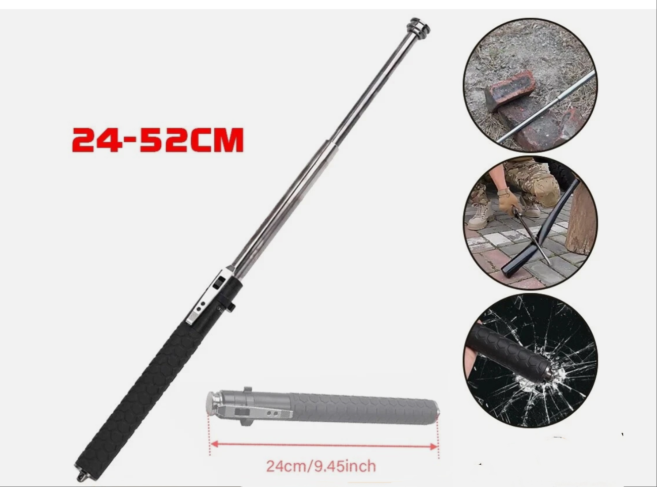Retractable Hand Held Pole 24-52CM Extendable Compact Portable Outdoor Sports